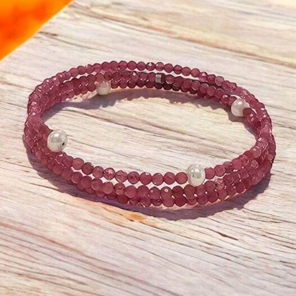 Tourmaline and Pearl wrap bracelet